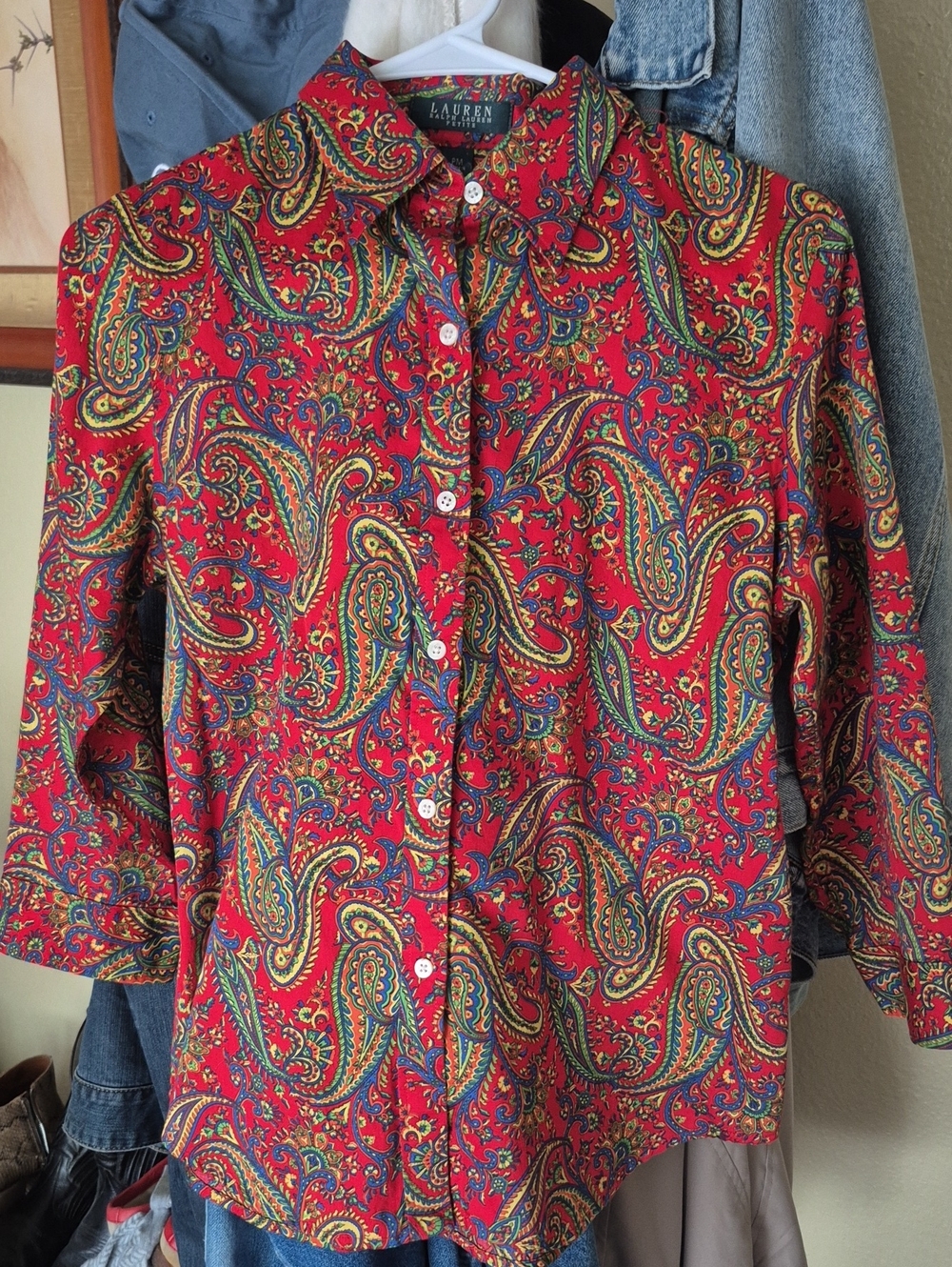 Lauren Ralph Lauren Red Paisley Button-Down Shirt